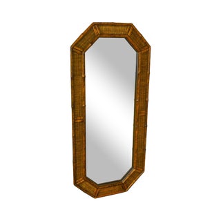 Faux Bamboo & Wicker Vintage Wall Mirror For Sale