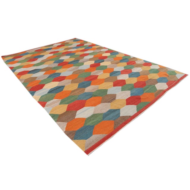 21st Century Modern Kilim Wool Rug For Sale - Image 12 of 13