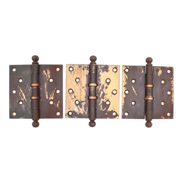 Set of Stanley 5 X 5 In. Cast Iron Ball Bearing Door Hinges For Sale