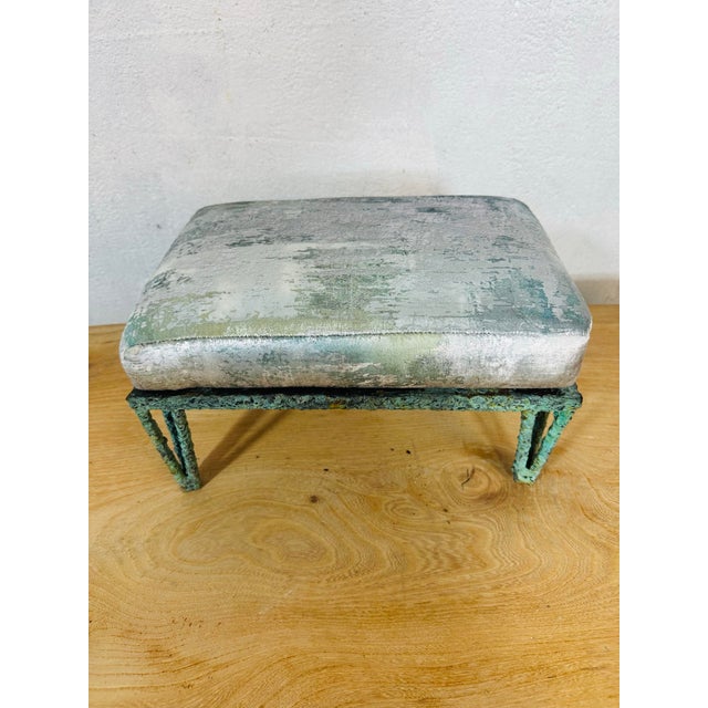 This was a custom designed and hand crafted bronze footstool. Upholstered in a rich designer velvet! Sturdy and heavy, it...