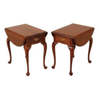 Pair Stickley Cherry Drop Lead Living Room End Tables For Sale