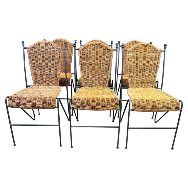 Wicker Chairs from Frederick Weinberg, 1960s, Set of 6 For Sale - Image 10 of 10