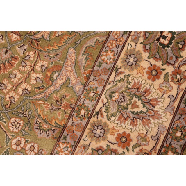 1990s Shabby Chic Floral 1990's Pak-Persian Green/Beige Wool Rug - 6'1'' X 8'6'' For Sale - Image 5 of 9