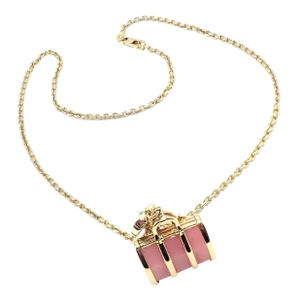Louis Vuitton 18k Yellow Gold Quartz Purse Bag Pendant Chain Necklace