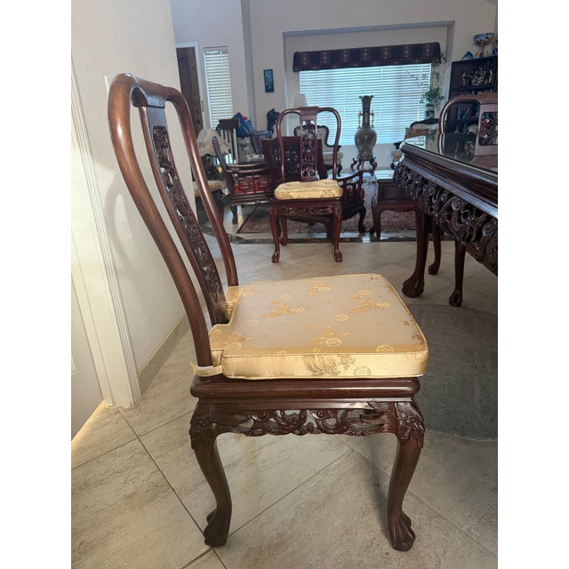 1980s Chinese Rosewood Carved Dining Set For Sale - Image 10 of 12
