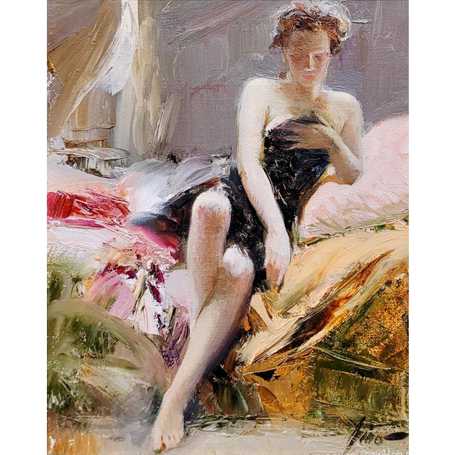 American Giuseppe Pino - Young Girl Inner Thoughts - Oil Painting For Sale - Image 3 of 11