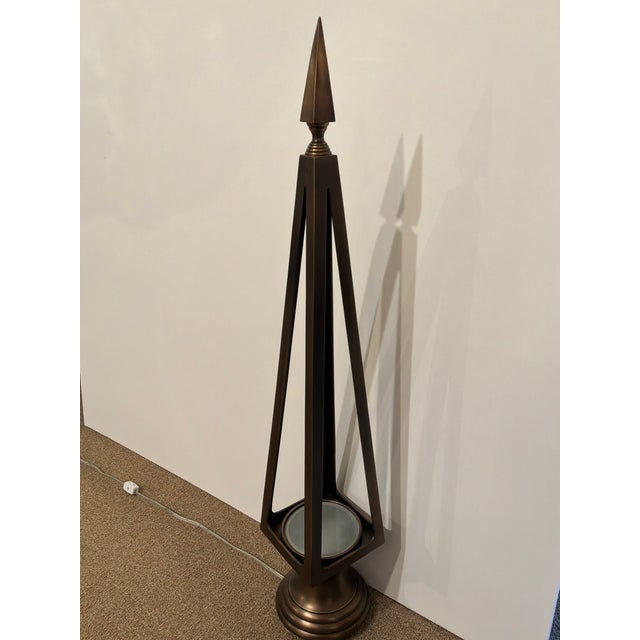 2020s Global Views Co Open Obelisk Bronze Lamp For Sale - Image 5 of 6
