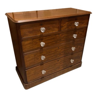 Mid 1800s Mahogany Chest With Glass Knobs For Sale