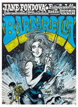 "Barbarella" Original Vintage Movie Poster by Kája Saudek, Czech, 1971