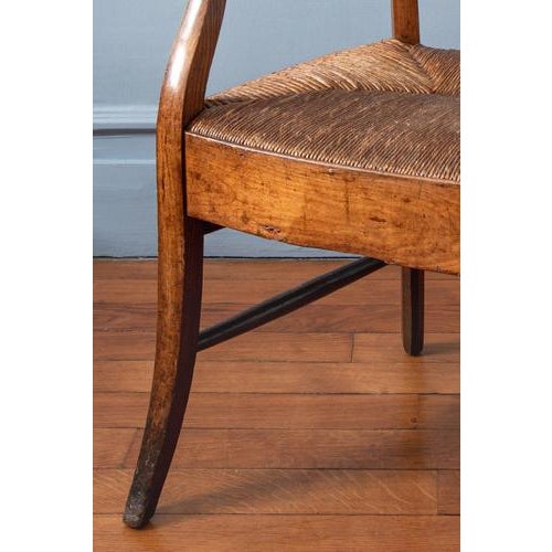 French Scroll Armchair with Rush Seat, 19th Century For Sale - Image 6 of 11