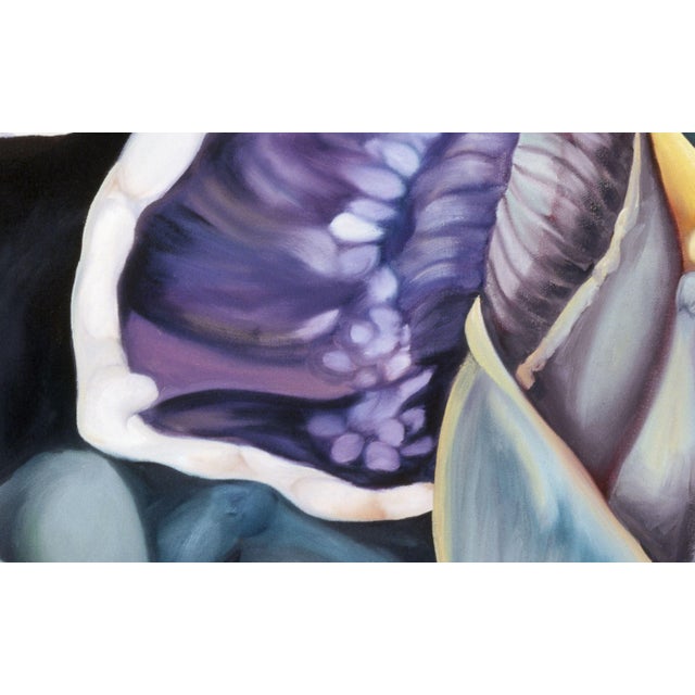 Purple 2000s "Zebra Iris" Large Gallery Wrapped Oil Painting by Judith Moore For Sale - Image 8 of 9