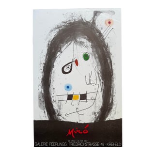 Joan Miró (1893–1983), L’Exilé Noir, Galerie Peerlings Krefeld, 1987, Vintage Exhibition Poster, Printed in Germany For Sale