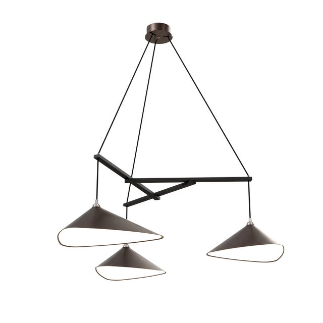 Mid-Century Modern Emily Group of Three Pendant Light in Dark Bronze Semi-Matte by Daniel Becker for Moss Objects For Sale - Image 3 of 4