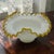 This vintage Fenton Milk-Glass Crimped Ruffled Amber Yellow Edge Candy Dish Bowl is a rare and collectible piece of Mid-...