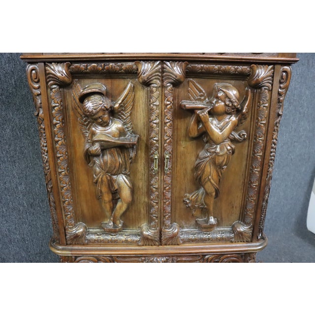 Mid 20th Century Italian Style Figural Carved 2-Door Bar/China Cabinet For Sale - Image 5 of 11
