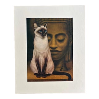Vintage 1965 Girard Goodenow Cat Print in 16x20 Mat, Ready to Frame: Siamese For Sale