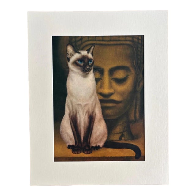Vintage 1965 Girard Goodenow Cat Print in 16x20 Mat, Ready to Frame: Siamese For Sale