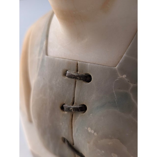 Gustave Van Vaerenbergh, Bust of a Young Girl, 1900s, Alabaster For Sale - Image 4 of 13