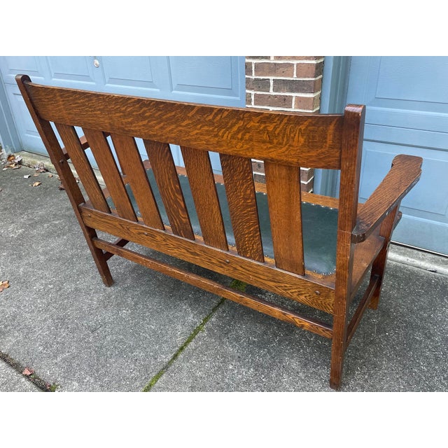 Late 19th Century Antique Stickley Style Mission Oak Set - Seating for 5 For Sale In Philadelphia - Image 6 of 12