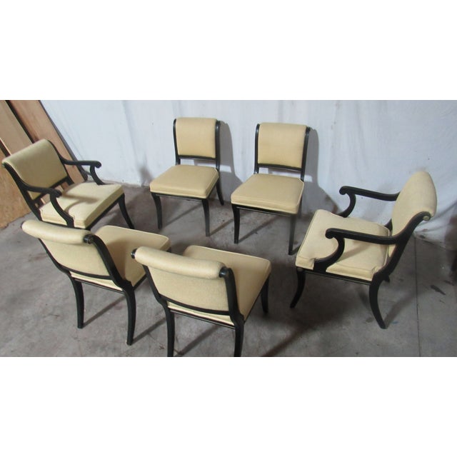 Item: Set Neoclassical Chairs Details: Great Designer Look Black Laquer-Slightly Distressed Look Beautiful Look Great...