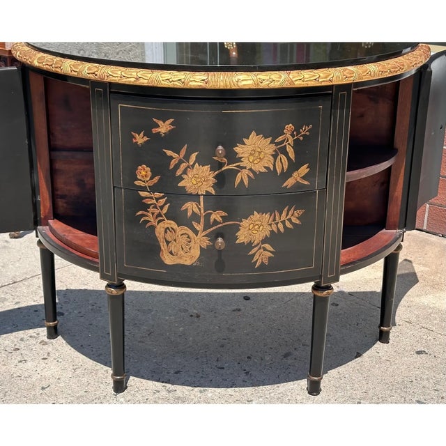 2000 - 2009 18th Century Style Burton-Ching Regency Giltwood Demilune Commode Nightstand For Sale - Image 5 of 5