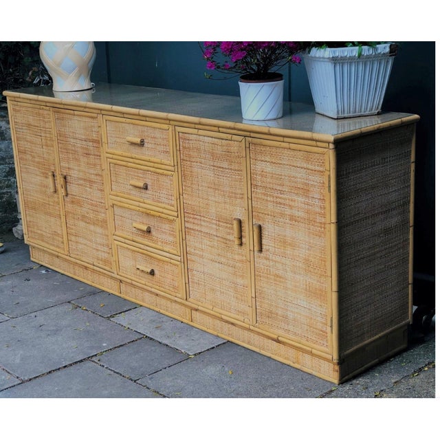 Mid Century Rattan and Bamboo Sideboard, Italy, 1970s For Sale In Charleston - Image 6 of 7