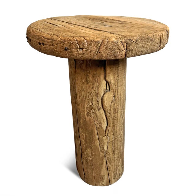 Rustic Rustic Log Vintage Round Side Table For Sale - Image 3 of 7