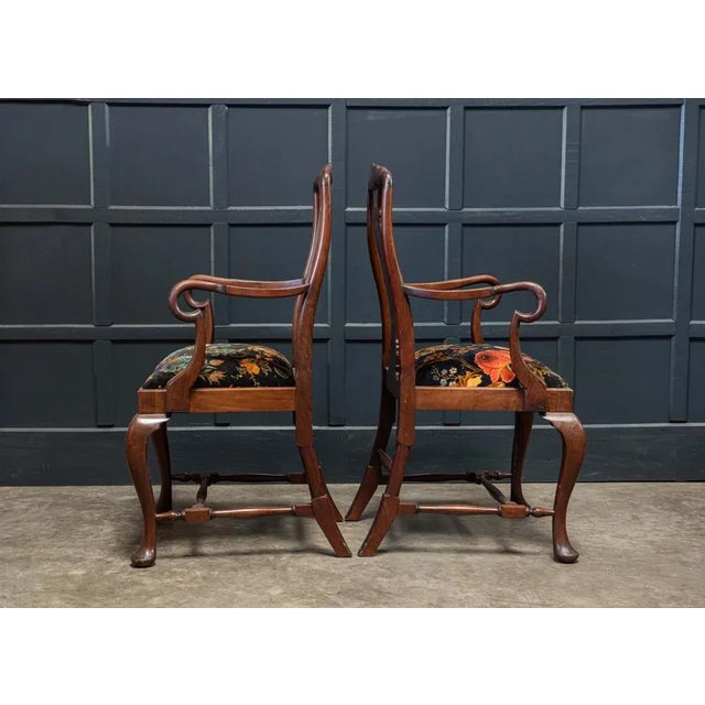 Set of Large English Mahogany Carver Elbow Chairs, 19th Century For Sale - Image 3 of 10