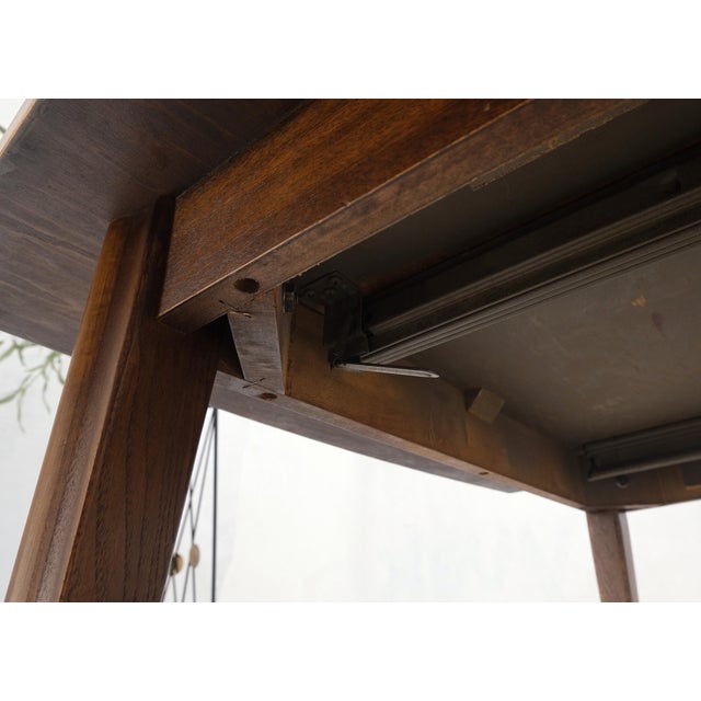 Danish American Mid-Century Modern Walnut Boat Shape Dining Table 1 Leaf For Sale - Image 10 of 12