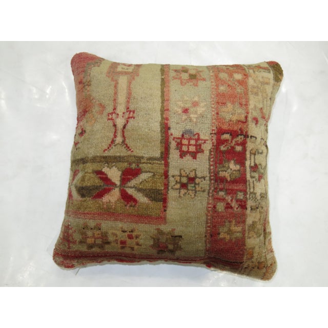 Zabihi Collection Red Turkish Sivas Rug Pillow For Sale - Image 4 of 5