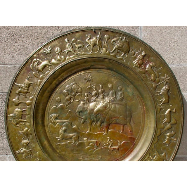 Indian Indian Brassy Elephant Tray 30" Diameter For Sale - Image 3 of 15