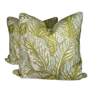 Christopher Farr Cloth "Mille Feulle" in Pistachio 22" PIllows-A Pair