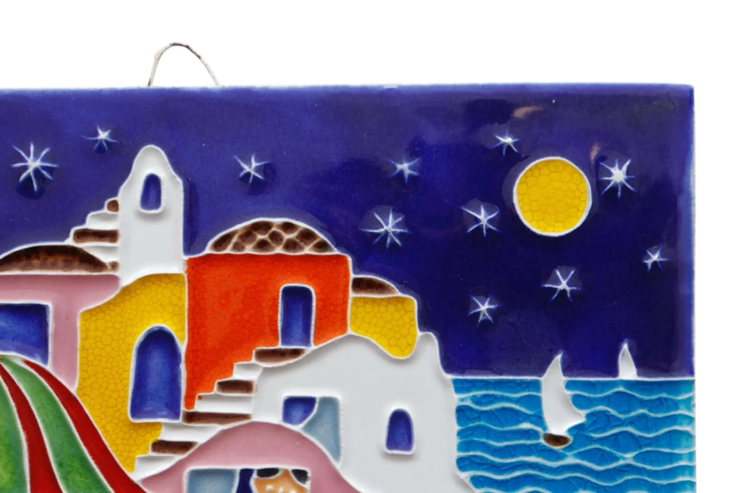 Creazioni Luciano イタリア製陶板画 3枚セット Mediterranean Houses Italian Hand Painted Tile Art by Creazioni