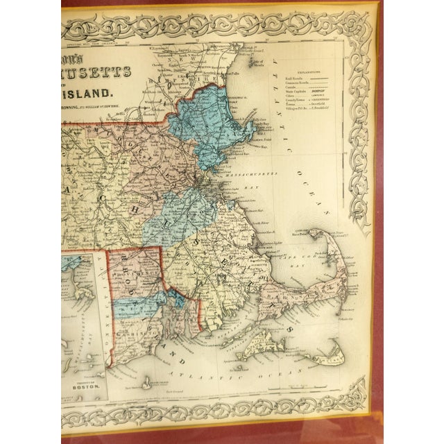 19th Century American Lithograph Map of Massachusetts and Rhode Island For Sale In New York - Image 6 of 12