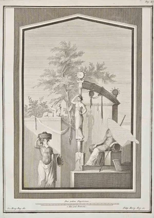 Giovanni Elia Morghen, Ancient Roman Fresco Herculaneum, Etching, 18th Century