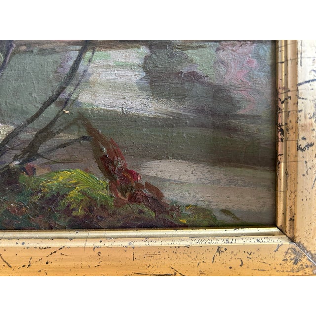 Paint Mid 20th Century Diminutive Framed Landscape Oil Painting For Sale - Image 7 of 10