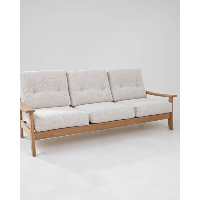 Mid-Century French Oak and Boucle Sofa For Sale - Image 12 of 12