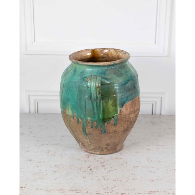 French 19th Century Turquoise and Green Glaze Confit Pot For Sale - Image 4 of 8
