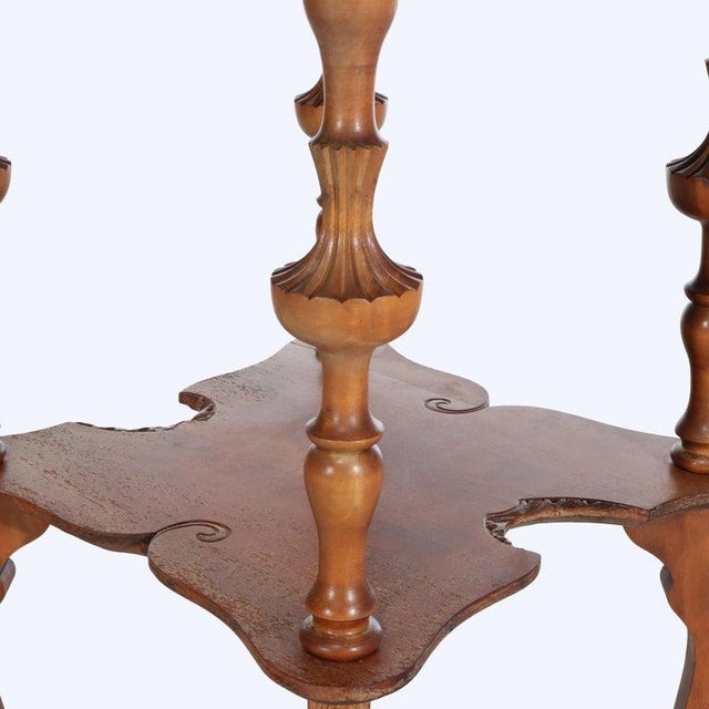 Antique Carved Mahogany Painter’s Palette Parlor Side Table With Carved SCroll Element, Raised on Cabriole Legs...