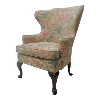 Queen Ann Style Wing Chair For Sale