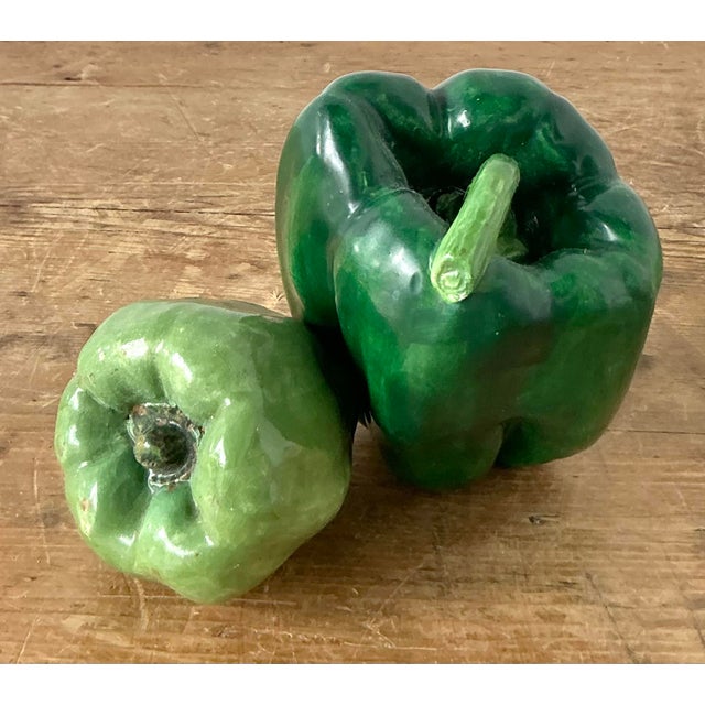 Hollywood Regency Vintage Italian Glazed Ceramic Bell Peppers For Sale - Image 3 of 11
