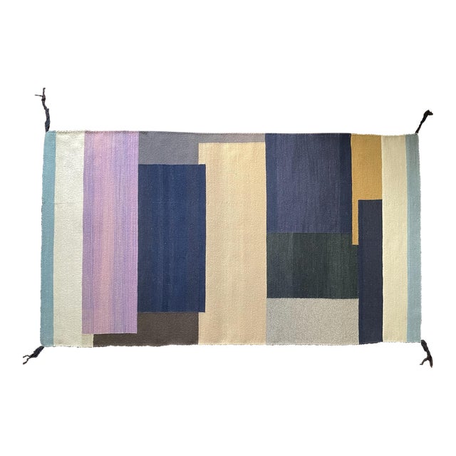 Vintage Hand Loomed Geometric Rug by Gerald Johnson For Sale