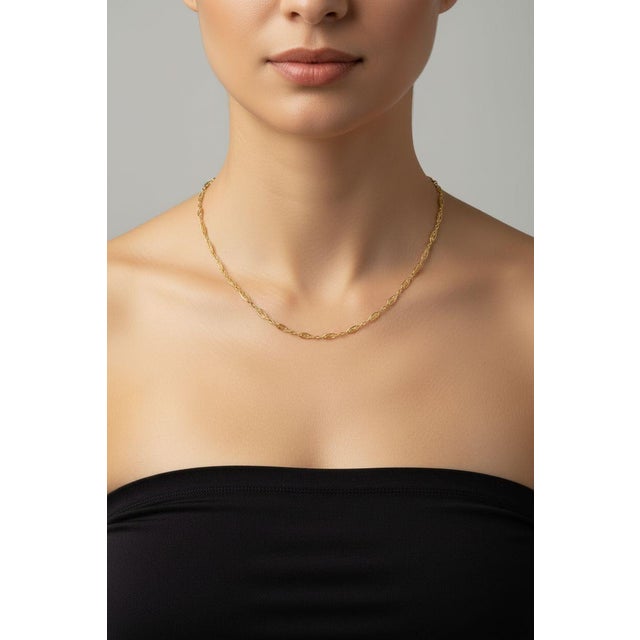 Gold Vintage 18k Gold 18” Fancy Link Chain For Sale - Image 8 of 8