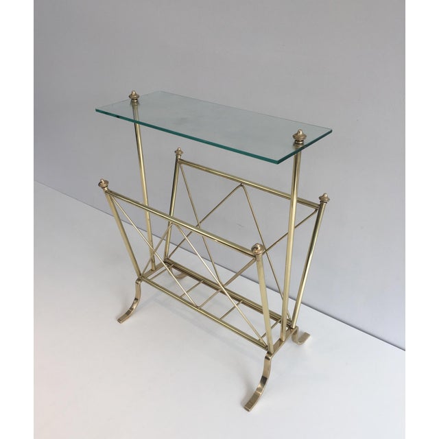Neoclassical Brass and Glass Magazine Rack. French Work by Maison Jansen For Sale - Image 6 of 12
