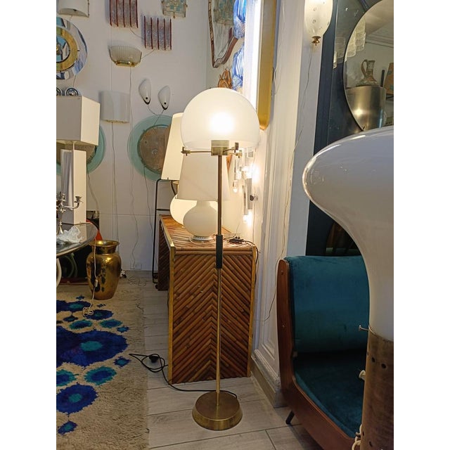 Floor Lamp in Brass and Opal Glass, Italy, 1960s For Sale - Image 11 of 12