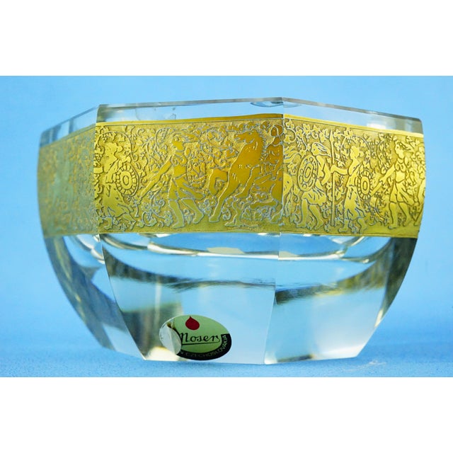 Vintage Crystal and Gold Centerpiece Vase by Ludwig Moser, 1940s For Sale - Image 12 of 18
