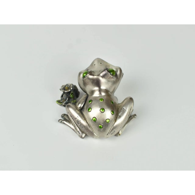 Late 20th Century Italian Silver Plate Metal Frog Figurines - 2 Pieces For Sale - Image 11 of 13