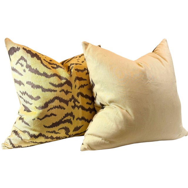 Scalamandré Tiger Velvet Pillows - A Pair For Sale - Image 4 of 4