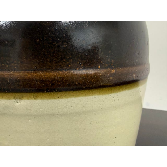 Rustic Two-Tone Ceramic Jug Table Lamp, Vintage For Sale - Image 11 of 12