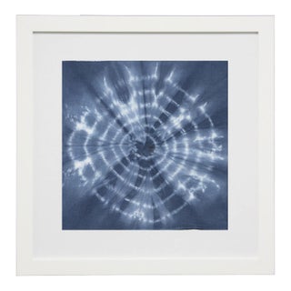 Shibori Indigo III Print Matted in White Frame - 21" x 21" For Sale